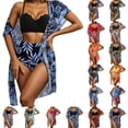 thumbnail image 5 of Swimsuits for Women 2 Piece Bathing Suits Tropical Island Swimwear Floral Print Bikini Three Piece Tankini Outfit For, 5 of 5