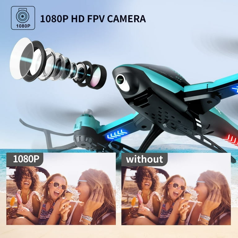4DRC RC Helicopte Drone with 1080P HD Camera for Kids Adults, FPV Drone Beginners Foldable Live Video Quadcopter 2 Batteries Blue, Size: Package