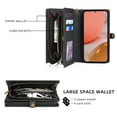 thumbnail image 5 of Defencase for Samsung Galaxy A12 5G Case for Women Men, Removable Durable PU Leather Magnetic Flip Strap Wristlet Zipper Purse Card Holder Detachable Wallet Cases for Samsung Galaxy A12 5G, Black, 5 of 9