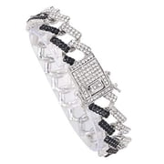 Charles Raymond Blinged Out Silver Round Luxury Mens Hip Hop Wristwatch w/Iced Out Bracelet - L0504RNB ZZ SLV Black Panther
