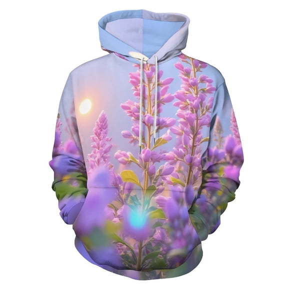 Lupine Flowers at Dawn 3D Print Hoodie Men Women Autumn Thin Pullover Sweatshirt Vintage Streetwear Tops