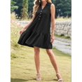 thumbnail image 3 of Women Dresses 2025 Spring Summer V-Neck Button Up Sleeveless Mini Sundress Tank Dresses with Pockets Black XXL, 3 of 6