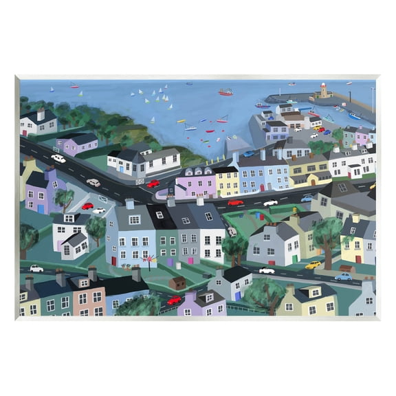 Stupell Industries Port Town Neighborhood Houses Graphic Art Unframed Art Print Wall Art, Design by Carla Daly