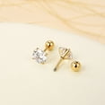 thumbnail image 3 of 4 Pairs Screw Back Star Heart Square Round CZ Stud Earrings Set, 18K Gold Plated Surgical Stainless Cartilage Helix Stud Earrings 3-6mm, 3 of 6