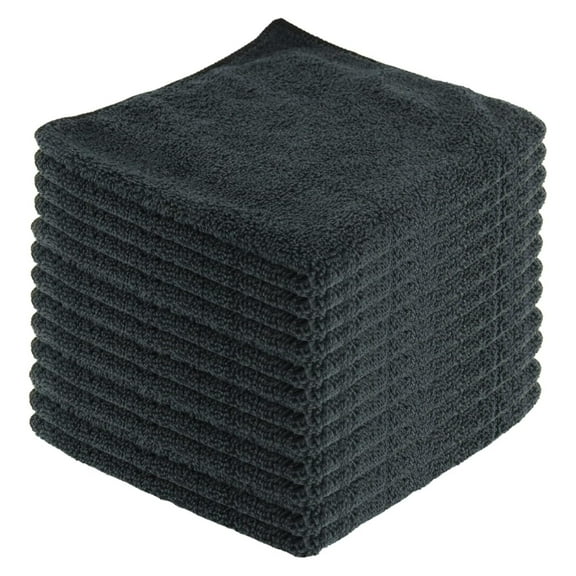 Microfiber Cleaning Cloths,12 Pack, 16"x16", All-Purpose, Softer, Highly Absorbent, Lint-Free, Reusable, Washable Pro Towels, Black, for House, Kitchen, Bathroom, Car, Office