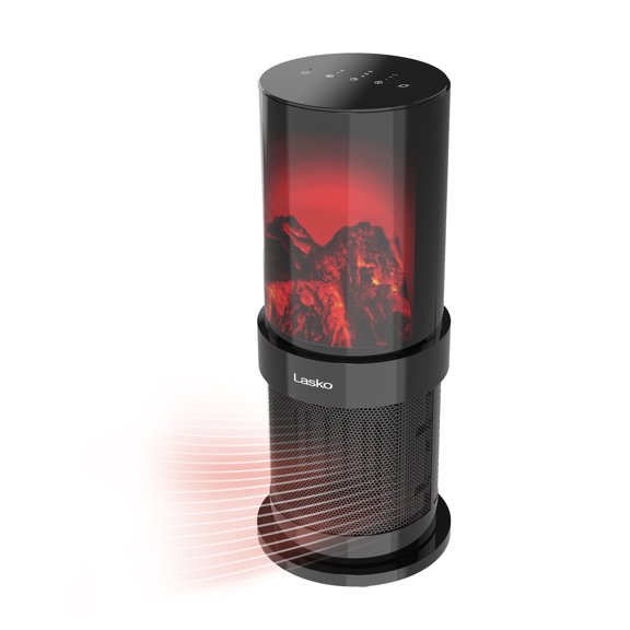 Lasko 20" Oscillating Fireplace Ceramic Tower Space Heater with Tip-Over Switch, Black, CA20150