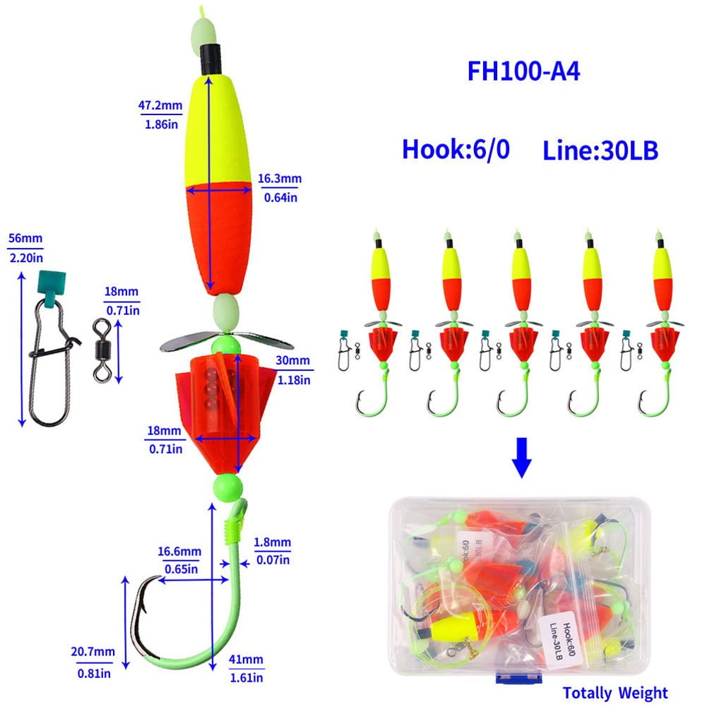 Bank Fishing Catfish Rigs Float Rattler Beads Rig With Snaps 6/0 8/0 10/0 Hooks