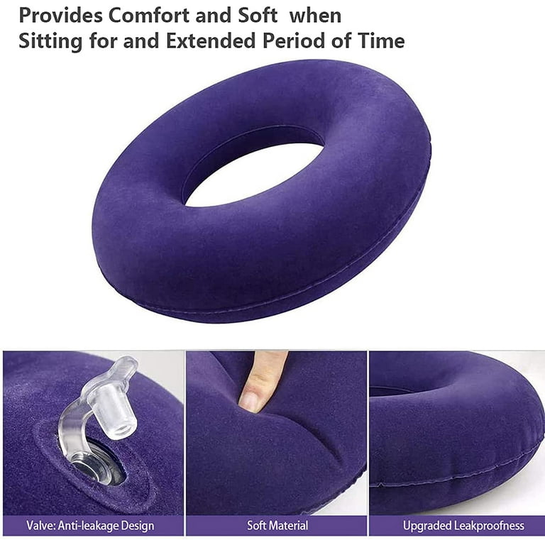 Shineyid 2 Pack Donut Pillow, Donut Cushion Seat, Inflatable Ring Cushion  with A Pump, Hemorrhoid Seat Pillow, Round Wheelchairs Seat Cushion for for