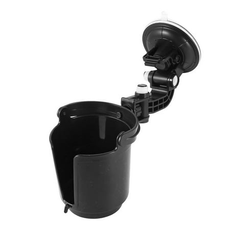 - Portable Plastic Adjustable Car Cup Holder for Beverage Drink w Suction Cup Black