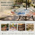 thumbnail image 6 of Round Outdoor Tablecloth with Umbrella Hole and Zipper, Navy Blue Starfish Coastal Tablecloth with Elastic Waterproof, Nautical Coral Summer Beach Ocean Patio Table Covers for 36" - 44" Pool Tables, 6 of 9