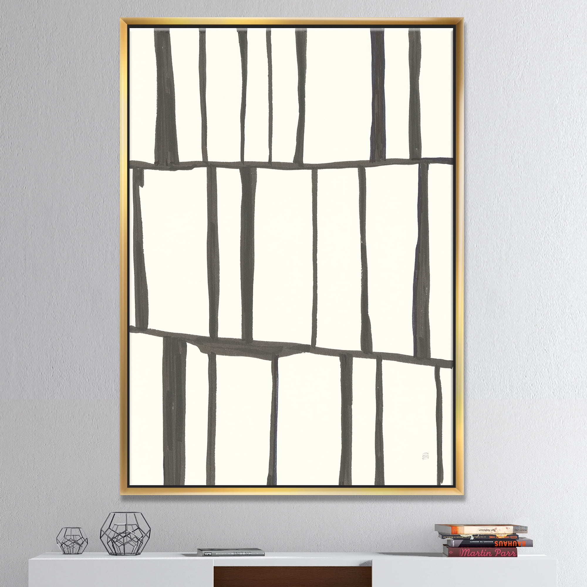 Designart ' minimalist black and white I ' Transitional Framed Canvas