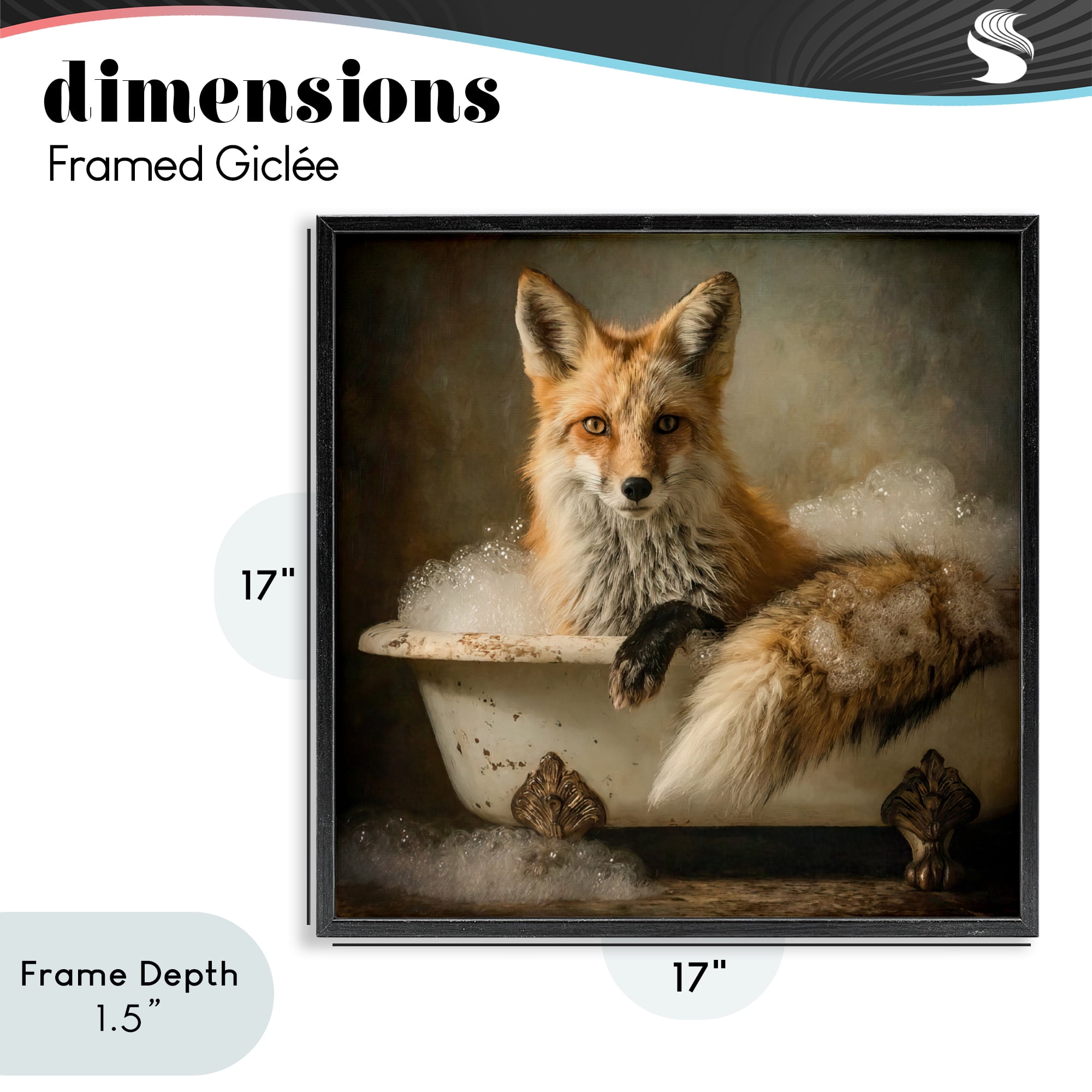 Stupell Industries Red Fox Bubble Bath Black Framed Giclee Art, design by Tina LeCour