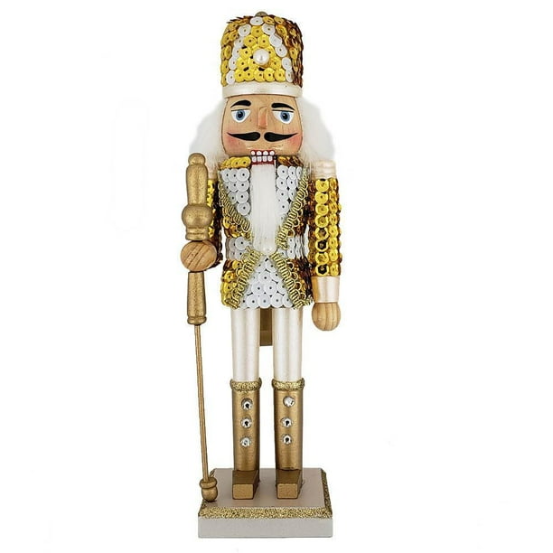 Soldier Nutcracker Sequin Jacket Gold White With Hat 12 Inch Walmart Com Walmart Com