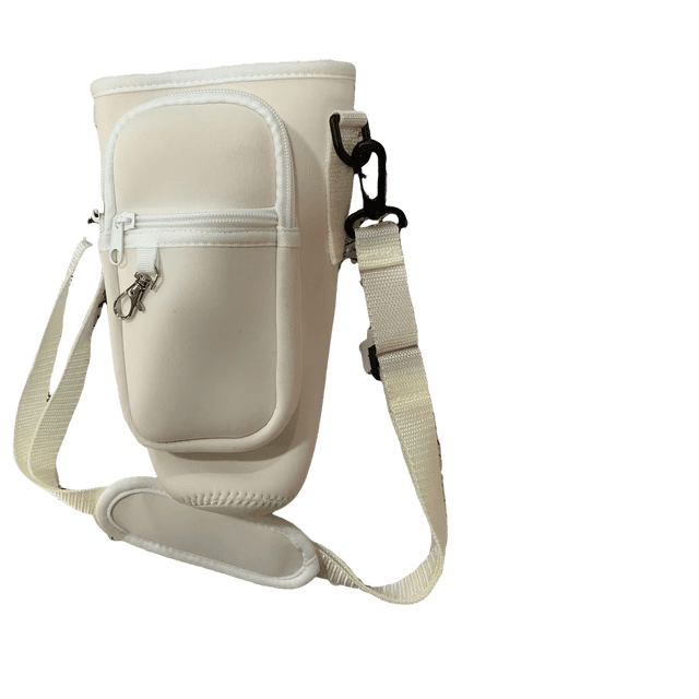 Personalización Bolsa para botella de agua Aganmi con bolsillo para teléfono para vaso moderno de 40 onzas, soporte para botella de agua con inicial brillante con correa ajustable para el hombro, bol