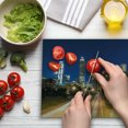 thumbnail image 3 of Urban Cutting Board, Image of Atlanta Skyline Twilight with Highway Buildings Skyscrapers Blurred Motion, Decorative Tempered Glass Cutting and Serving Board, Large Size, Multicolor, by Ambesonne, 3 of 5