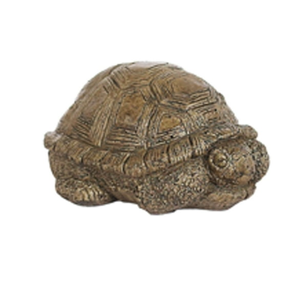 Solid Rock Stoneworks Medium Sleeping Turtle Concrete Statue, 4" Tall, Aged Pine Color