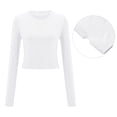 thumbnail image 4 of Arlun,Womens Plain Thin T Shirts Casual Crew Neck Stretchy Tight Tops Women's Soft Comfortable Lightweight Breathable Long Sleeve Finger Button Workout Tshirts White S, 4 of 8