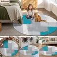 thumbnail image 5 of Blue Abstract Round Area Rug 7Ft Washable Circle Rugs for Dorm Laundry Room, Grey Geometric Oil Painting Vintage Gradient Non-Slip Carpet Floor Mats Indoor Outdoor Carpet Runner Aesthetic Home Decor, 5 of 8