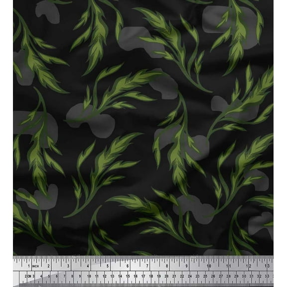 Soimoi Cotton Duck Fabric Artistic Leaves Decor Fabric Printed Yard 42 Inch Wide