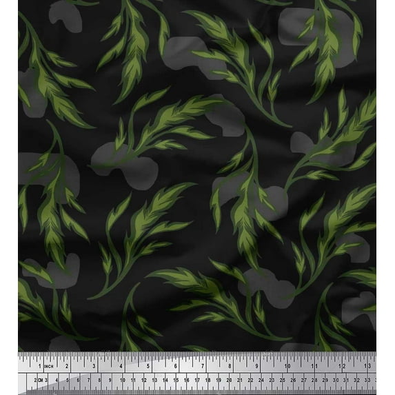 Soimoi Cotton Duck Fabric Artistic Leaves Decor Fabric Printed Yard 42 Inch Wide
