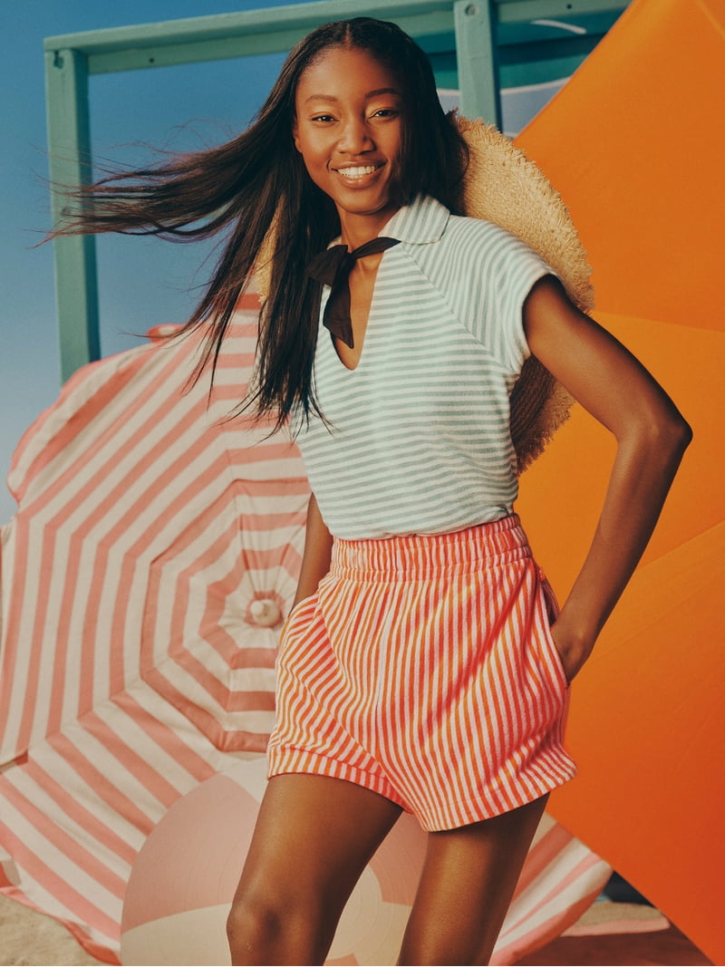 Free Assembly Women's Cotton Shorts with Side Slits