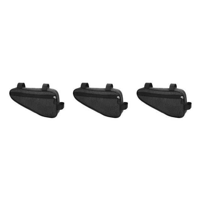 fastboy Mountain Bicycles Front Tube Frame Storage Bag Road Bikes Anti-scratched Triangular Pouch Keys Cellphone Saddle Holder Black 3Set