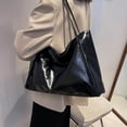 thumbnail image 6 of Womens Black Faux Faux Leather Tote Bag, Everyday Shoulder Bag & Work Tote Purse, Lightweight Versatile Carryall,Size Free Size, 6 of 7