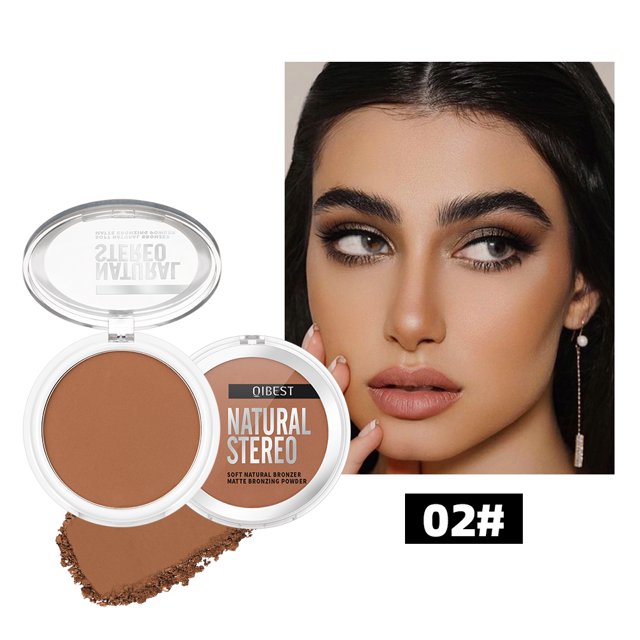 3D Matte Wheat Contour Powder Palette, Natural Highlights, Waterproof Long-Lasting (02)