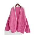 thumbnail image 1 of Women'S Oversized Cardigan Sweaters Fall Long Lantern Sleeve Knit Open Front Rose Pink XL, 1 of 7