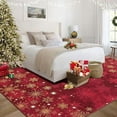 thumbnail image 5 of Christmas Red Gold and White Snowflake Winter Area Rug Rugs for Living Room Bedroom 5' x7'-Red, 5 of 9