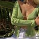 thumbnail image 4 of Cárdigan sexy para mujer Color sólido Moda cómoda Cuello en V Suéter delgado Tops Fridja  po4606, 4 of 9