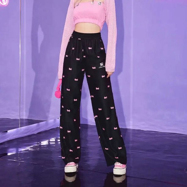 Pantalones Sanrio Hello Kitty de dibujos animados de Anime Pachacco, pantalones informales holgados de moda de cintura alta, pantalones de pierna recta Y2K picante para chica 2023