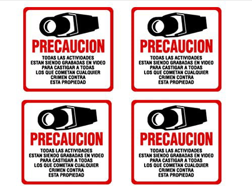 SECURITY CAMERA Video English Spanish Warning Decal Sticker 4inch Multi-pack 