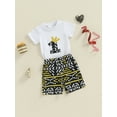 thumbnail image 4 of vera natura 2Pcs Baby Boy Birthday Outfits Short Sleeve Crown Print T-Shirt + Shorts Set Infant Clothes, 4 of 8