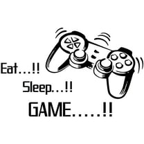 LAMIRO Removable Gamer Controller Wall Decal,Eat Sleep Game DIY Wall Stickers for Kids Boys Bedroom Living Room Playroom Home Decoration