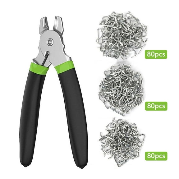 Straight Hog Ring Pliers 240Pcs 3/4 1/2 3/8 inch Rings Kit Upholstery Seat Cover - Heavy Duty Upholstery Tool for Auto Seat Covers, Furniture Repair, Fencing, DIY Crafts | Durable Metal Fasteners.
