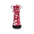 thumbnail image 6 of BLISSFUL STEP Women's Printed Platform Block Heel Combat Boots Dark Pink 7, 6 of 7