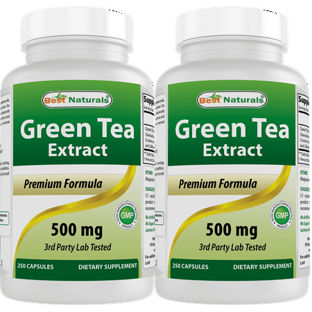 2 Pack Best Naturals Green Tea Extract 500 mg 250 Capsules | Weight Loss Supplement