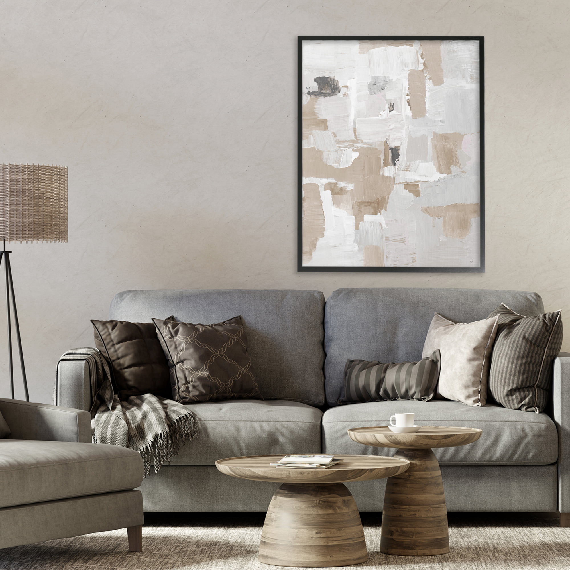 Stupell Industries Beige & White Peace Black Framed Giclee Art, design by Lanie Loreth