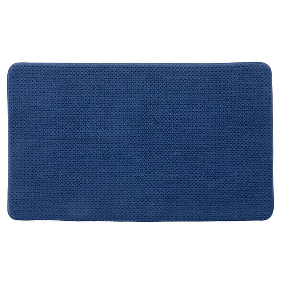 Better Homes & Gardens Signature Soft Cotton Memory Foam Bath Rug, Blue Admiral, 20" x 34"