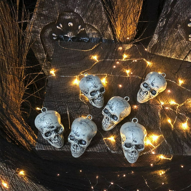 GOODLY 6 Pack Halloween Skeleton Head Small Mini Skulls for Halloween Party Halloween Decor Props Table Decor
