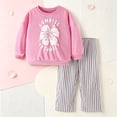 thumbnail image 2 of NIEWTR Kids Girls Girls Long Sleeve Tee & Full Length Pants Set Soft Pullover Paired with Elastic Waist Pants Breathable Relaxed Fit Pajamas for 3T-6T Dailywear(A-Pink,11-12 Years), 2 of 9