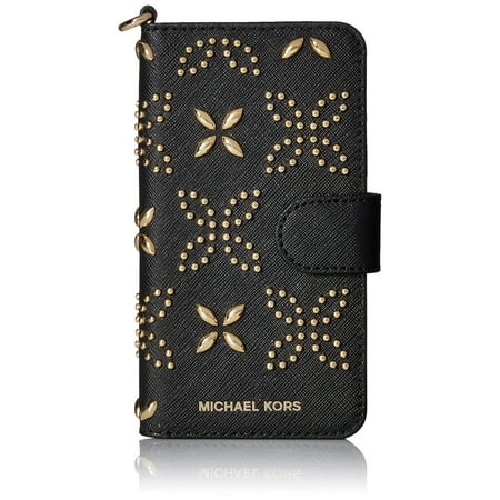 - Michael Kors NEW Black Studded Embossed Saffiano Folio Iphone 7 Wallet