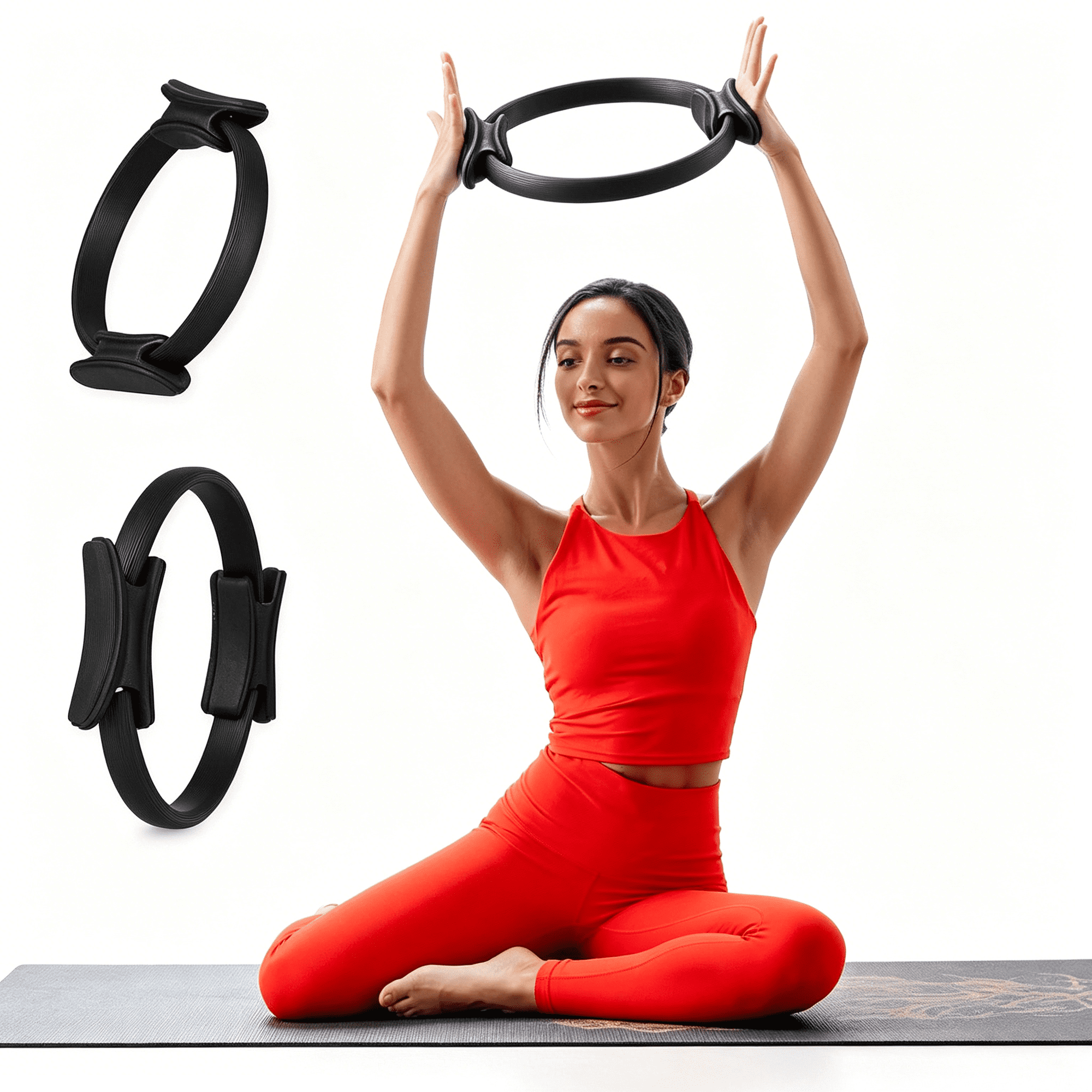 BESTSKY Pilates Ring Fitness Circle - Lightweight & Durable Foam Padded Handles,Flexible Resistance Exercise Equipment for Toning Arms,Thighs/Legs & Core
