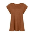 thumbnail image 5 of Femmes Tops Mode Femmes Solide Couleur Cap Manches V Cou Décontracté en Vrac Manches Courtes T-Shirt Top Armée Vert, 5 of 5