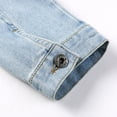 thumbnail image 5 of LYMAYTER Womens Short Denim Jacket Spring Fall Long Sleeves Jeans Jacket Female Lapel Washed Cowboy Outwear S-5XL Large Size, 5 of 10