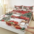 thumbnail image 3 of Castle Fairy Xmas Snowman Deer 3Pcs Twin Sheet Sets for Preppy Children Teens,Retro Red Truck Twin Fitted Sheet,Rustic Cabin Breathable Flat Sheet,Merry Christmas Room Decor, 3 of 7
