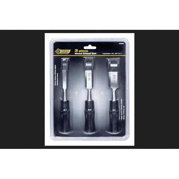 Juego de cinceles para madera ACE de 3 piezas Steelgrip de 1/2 pulgada, 3/4 pulgadas, 1 pulgada