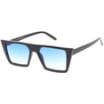 thumbnail image 2 of Retro Flat Top Square Sunglasses Color Gradient Flat Lens 52mm (Black / Blue), 2 of 4