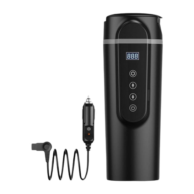 12V/24 V Hervidor de caldera Caza de calentador Copa de aislamiento portátil Puttle eléctrico para agua para calentar el agua al aire libre Trabajo de Negro